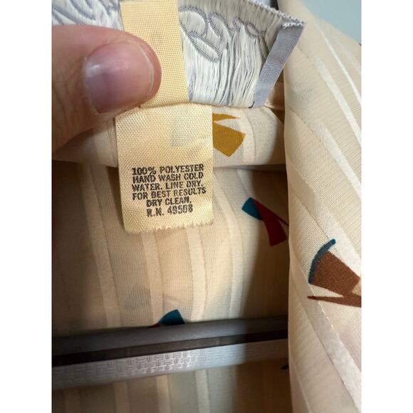 Vintage Carol Bird pleated cowl neck blouse all over print 80s - Picture 3 of 8